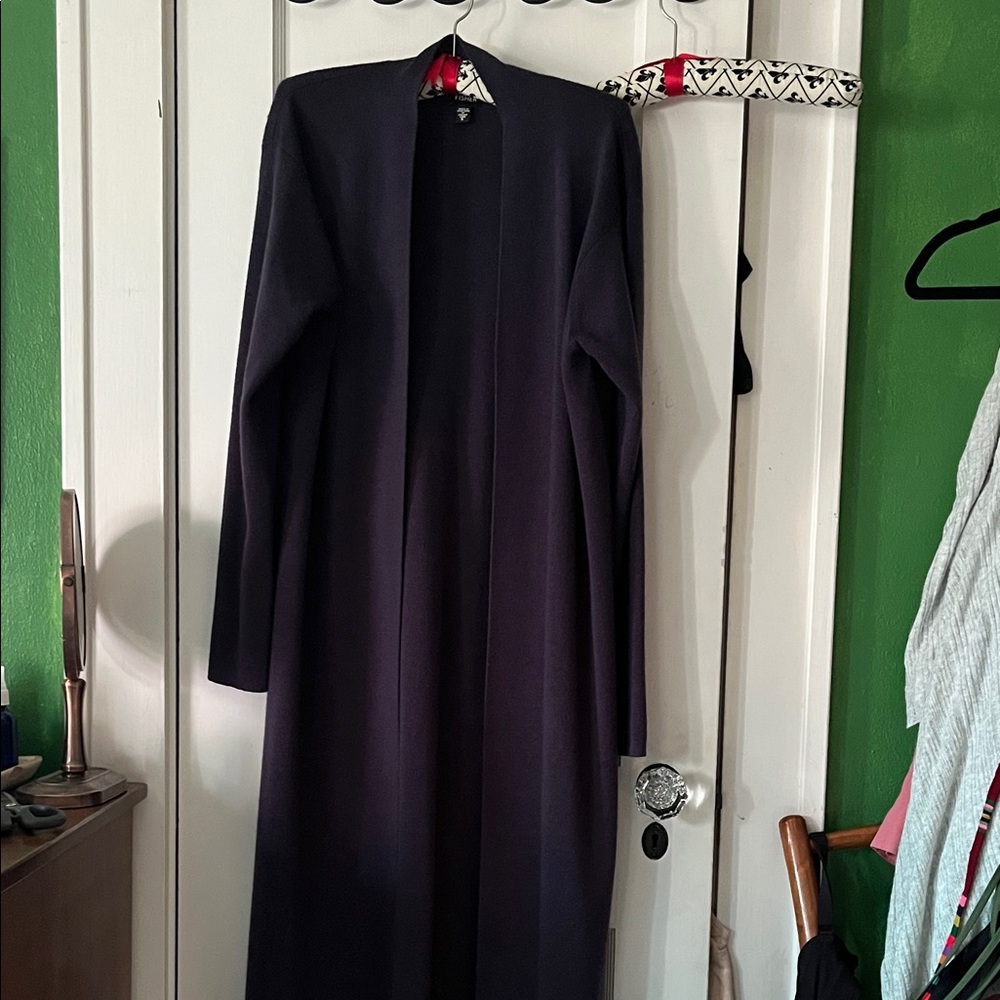Eileen Fisher long thick wool cardigan coat